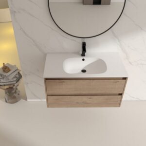 Legion Furniture WC2302-36 36 Inch Wall Mounted Single Sink Bathroom Vanity in Natural Wood with SMC Top