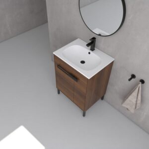 Legion Furniture WC2303-24-KD 24 Inch Freestanding Single Sink Bathroom Vanity in Natural Wood with SMC Top