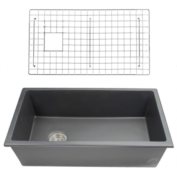 Nantucket Sinks Wellfleet-3419MatteBlack Cape 34 1/4 Inch Fireclay Kitchen Sink in Matte Black