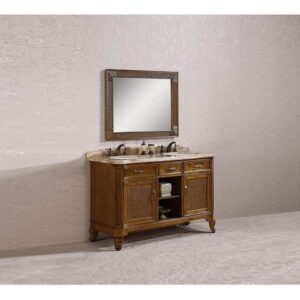 Legion Furniture WH3660 Vanity 60 Inch Solid Wood Sink Vanity With Marble-No Faucet in Light Brown