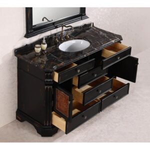 Legion Furniture WH3860 Vanity 60 Inch Solid Wood Sink Vanity With Granite Top-No Faucet And Backsplash in Antique Espresso