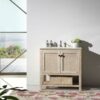 Legion Furniture WH5136 36 Inch Solid Wood Vanity in White Wash with Carrara Marble Top, No Faucet