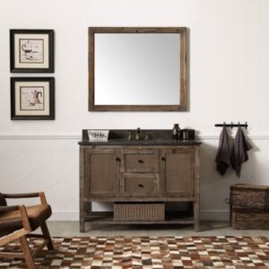 Legion Furniture WH5148-BR 48 Inch Solid Wood Vanity in Brown with Moon Stone Top, No Faucet