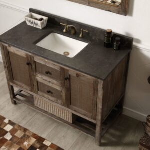 Legion Furniture WH5148-BR 48 Inch Solid Wood Vanity in Brown with Moon Stone Top, No Faucet