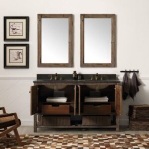 Legion Furniture WH5160-BR 60 Inch Solid Wood Vanity in Brown with Moon Stone Top, No Faucet