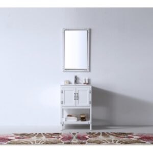 Legion Furniture WH5824-W 24 Inch Wood Vanity in Matt White with Ceramic Top, No Faucet