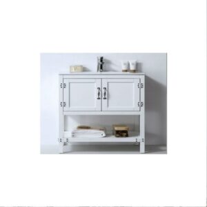 Legion Furniture WH5824-W 24 Inch Wood Vanity in Matt White with Ceramic Top, No Faucet