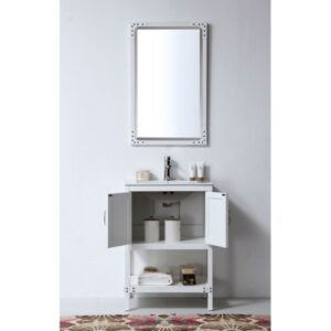 Legion Furniture WH5824-W 24 Inch Wood Vanity in Matt White with Ceramic Top, No Faucet