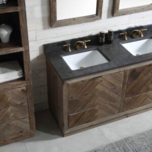 Legion Furniture WH8560 60 Inch Wood Vanity in Brown with Marble  Top, No Faucet