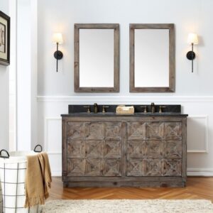 Legion Furniture WH8760 60 Inch Wood Vanity in Brown with Marble  Top, No Faucet