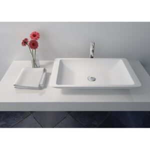 Legion Furniture WJ9002-W 23.6 Inch White Matt Solid Surface Bowl, No Faucet