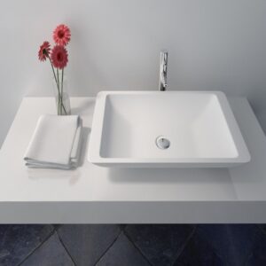 Legion Furniture WJ9002-W 23.6 Inch White Matt Solid Surface Bowl, No Faucet