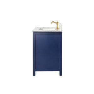 Legion Furniture WLF2130-B 30 Inch Blue Finish Sink Vanity Cabinet with Carrara White Top