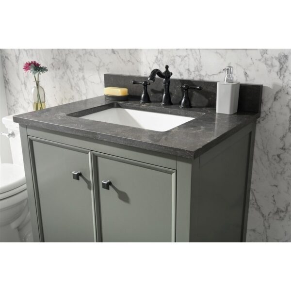 Legion Furniture WLF2130-PG 30 Inch Pewter Green Finish Sink Vanity Cabinet with Blue Lime Stone Top