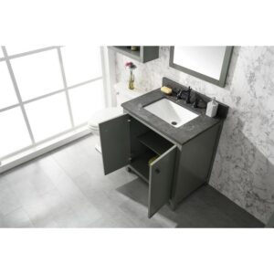 Legion Furniture WLF2130-PG 30 Inch Pewter Green Finish Sink Vanity Cabinet with Blue Lime Stone Top