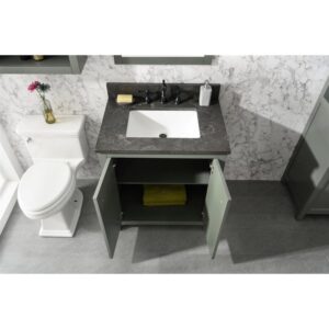 Legion Furniture WLF2130-PG 30 Inch Pewter Green Finish Sink Vanity Cabinet with Blue Lime Stone Top