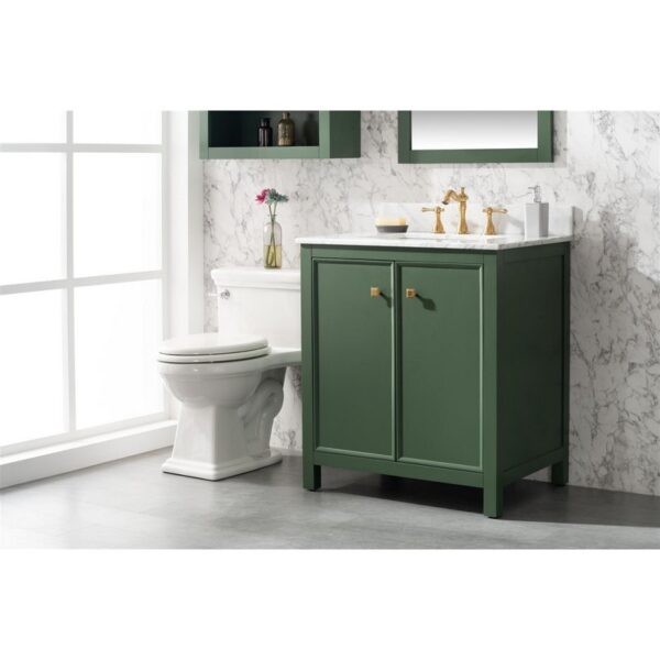 Legion Furniture WLF2130-VG 30 Inch Vogue Green Finish Sink Vanity Cabinet with Carrara White Top