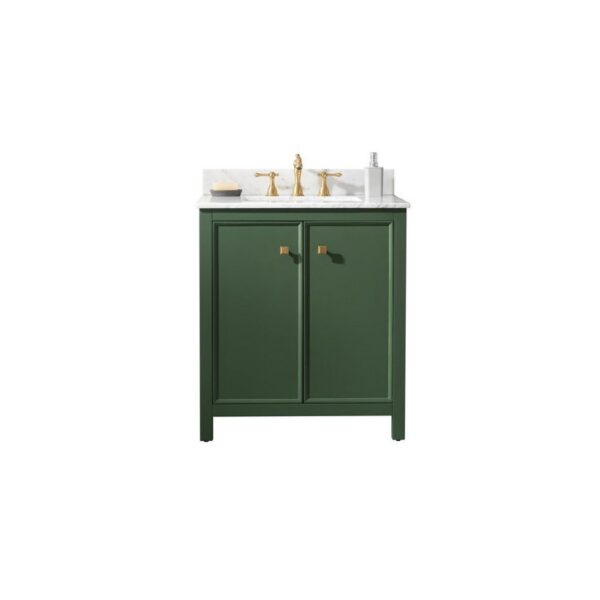 Legion Furniture WLF2130-VG 30 Inch Vogue Green Finish Sink Vanity Cabinet with Carrara White Top