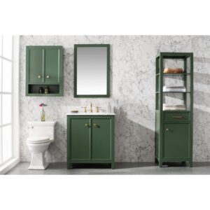 Legion Furniture WLF2130-VG 30 Inch Vogue Green Finish Sink Vanity Cabinet with Carrara White Top