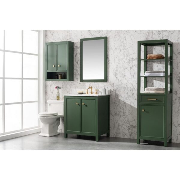 Legion Furniture WLF2130-VG 30 Inch Vogue Green Finish Sink Vanity Cabinet with Carrara White Top