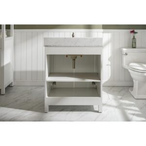 Legion Furniture WLF2130-W 30 Inch White Finish Sink Vanity Cabinet with Carrara White Top