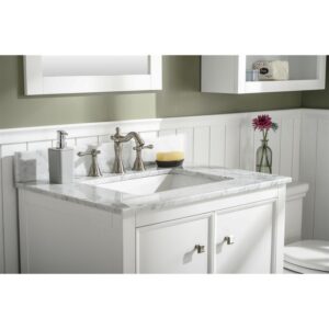 Legion Furniture WLF2130-W 30 Inch White Finish Sink Vanity Cabinet with Carrara White Top