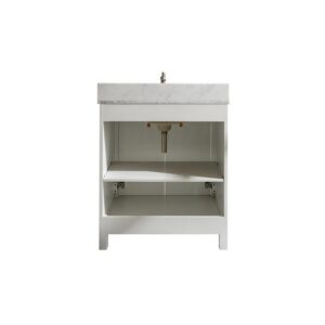 Legion Furniture WLF2130-W 30 Inch White Finish Sink Vanity Cabinet with Carrara White Top