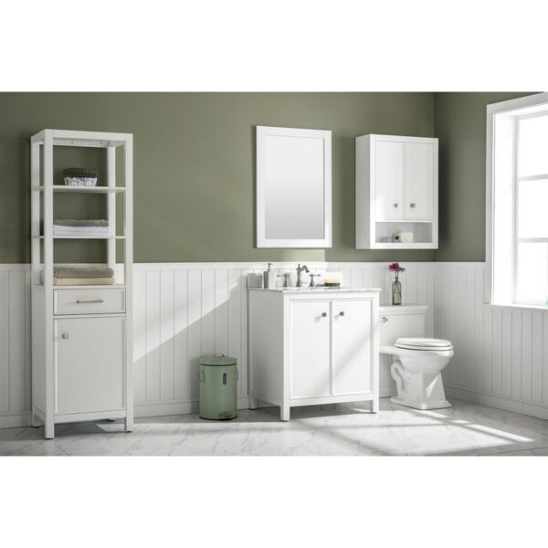 Legion Furniture WLF2130-W 30 Inch White Finish Sink Vanity Cabinet with Carrara White Top