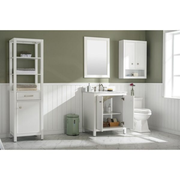 Legion Furniture WLF2130-W 30 Inch White Finish Sink Vanity Cabinet with Carrara White Top