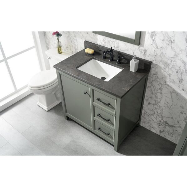 Legion Furniture WLF2136-PG 36 Inch Pewter Green Finish Sink Vanity Cabinet with Blue Lime Stone Top