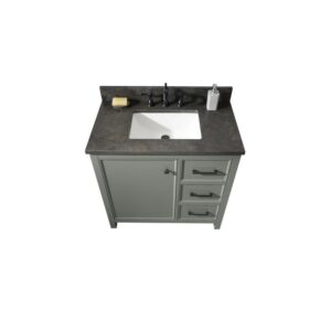 Legion Furniture WLF2136-PG 36 Inch Pewter Green Finish Sink Vanity Cabinet with Blue Lime Stone Top