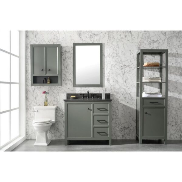 Legion Furniture WLF2136-PG 36 Inch Pewter Green Finish Sink Vanity Cabinet with Blue Lime Stone Top