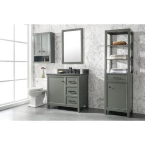 Legion Furniture WLF2136-PG 36 Inch Pewter Green Finish Sink Vanity Cabinet with Blue Lime Stone Top