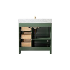 Legion Furniture WLF2136-VG 36 Inch Vogue Green Finish Sink Vanity Cabinet with Carrara White Top