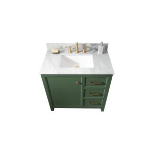 Legion Furniture WLF2136-VG 36 Inch Vogue Green Finish Sink Vanity Cabinet with Carrara White Top