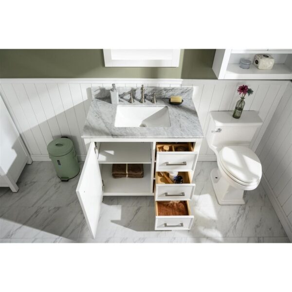 Legion Furniture WLF2136-W 36 Inch White Finish Sink Vanity Cabinet with Carrara White Top