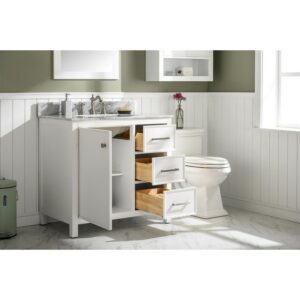 Legion Furniture WLF2136-W 36 Inch White Finish Sink Vanity Cabinet with Carrara White Top