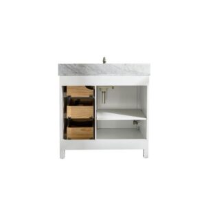 Legion Furniture WLF2136-W 36 Inch White Finish Sink Vanity Cabinet with Carrara White Top