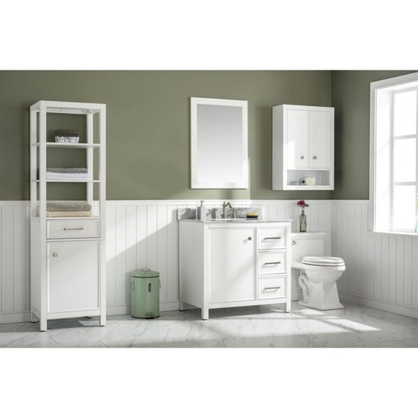 Legion Furniture WLF2136-W 36 Inch White Finish Sink Vanity Cabinet with Carrara White Top