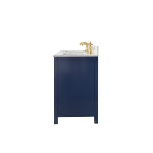 Legion Furniture WLF2160D-B 60 Inch Blue Finish Double Sink Vanity Cabinet with Carrara White Top