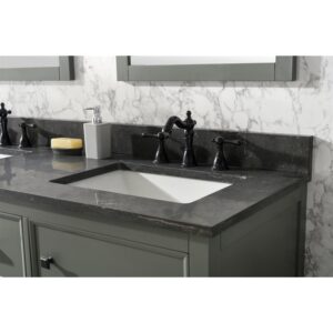 Legion Furniture WLF2160D-PG 60 Inch Pewter Green Finish Double Sink Vanity Cabinet with Blue Lime Stone Top