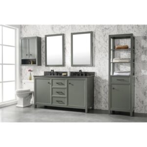 Legion Furniture WLF2160D-PG 60 Inch Pewter Green Finish Double Sink Vanity Cabinet with Blue Lime Stone Top