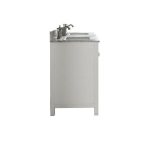 Legion Furniture WLF2160D-W 60 Inch White Finish Double Sink Vanity Cabinet with Carrara White Top