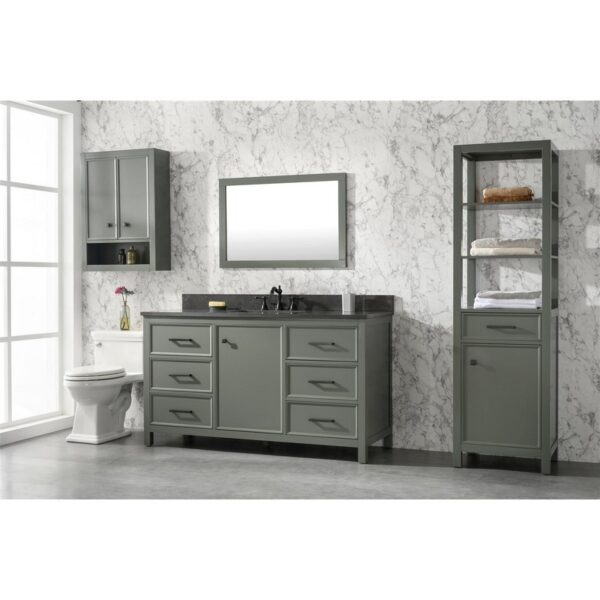 Legion Furniture WLF2160S-PG 60 Inch Pewter Green Finish Single Sink Vanity Cabinet with Blue Lime Stone Top