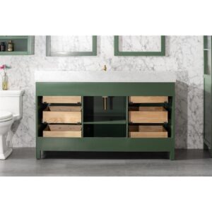 Legion Furniture WLF2160S-VG 60 Inch Vogue Green Finish Single Sink Vanity Cabinet with Carrara White Top