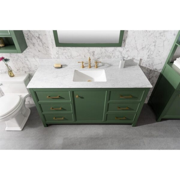 Legion Furniture WLF2160S-VG 60 Inch Vogue Green Finish Single Sink Vanity Cabinet with Carrara White Top