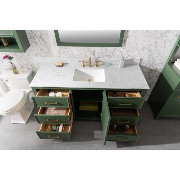 Legion Furniture WLF2160S-VG 60 Inch Vogue Green Finish Single Sink Vanity Cabinet with Carrara White Top