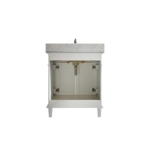 Legion Furniture WLF2230-W 30 Inch White Finish Sink Vanity Cabinet with Carrara White Top