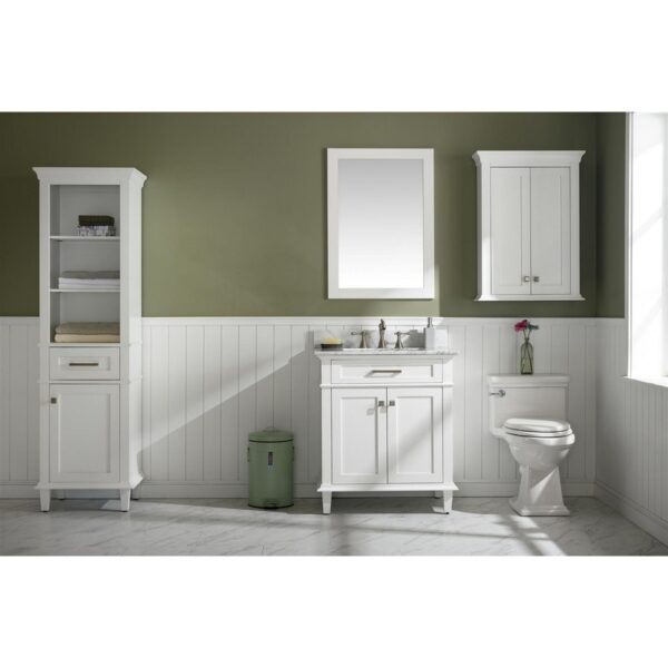 Legion Furniture WLF2230-W 30 Inch White Finish Sink Vanity Cabinet with Carrara White Top