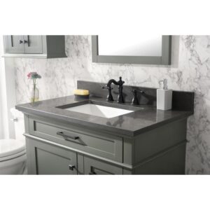 Legion Furniture WLF2236-PG 36 Inch Pewter Green Finish Sink Vanity Cabinet with Blue Lime Stone Top